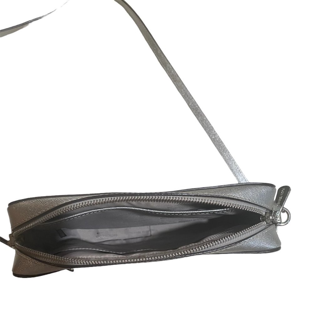 michael kors small purse crossbody silver metallic